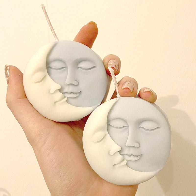 DIY Mond Liebe Sonne Gesichtsform Kerzenform Duftkerze Silikonform Handgemachte Seife Gips Harz Bastelformen Heimdekoration