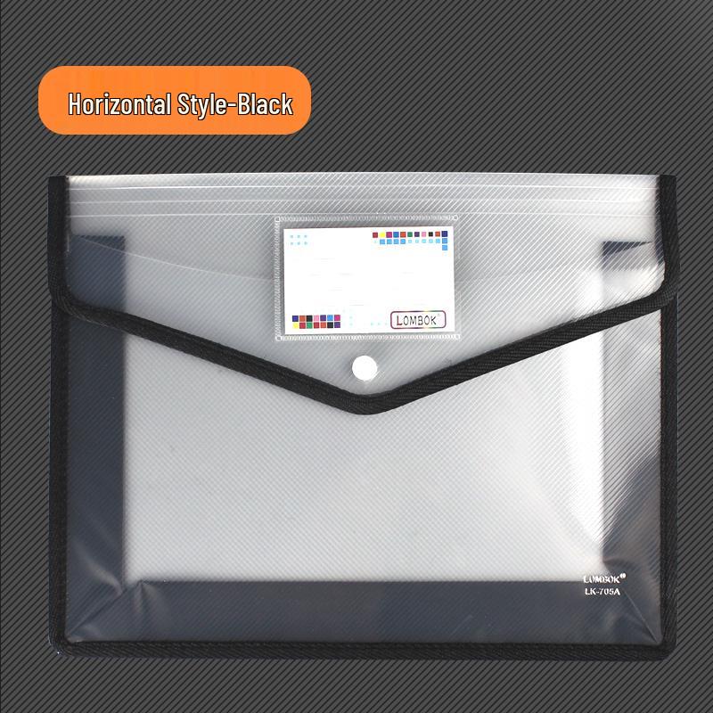Transparent A4 Thickened Snap Button File Bag - Large Capacity Student Storage and Document Organizer