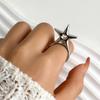 Minimalist European-American Star Ring with Open Design and Spicy Beauty - Niche Three-Dimensional English Letter Jewelry