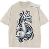 Unisex Washed Black Vintage T  Shirt Catfish High  Quality Fabric for Home Leisure Travel Shopping