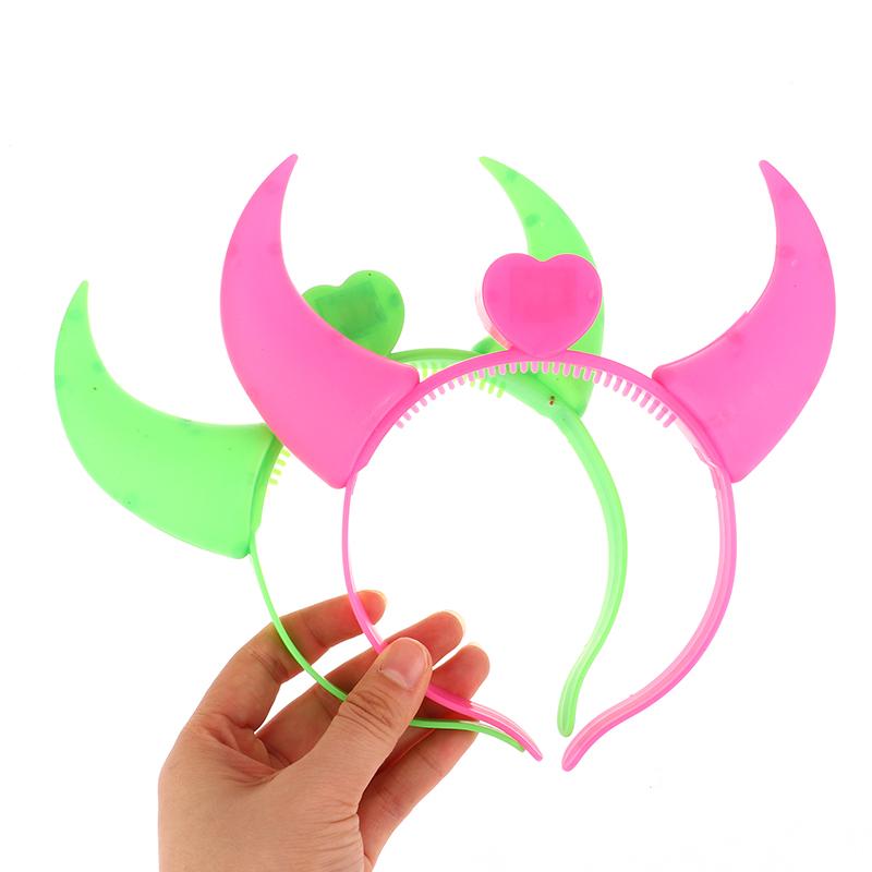 Glowing Toys Children Adults Halloween And Christmas Party Decor Led Funny Devil Horn Light Up Headband Hair Hoops Flashing Horn