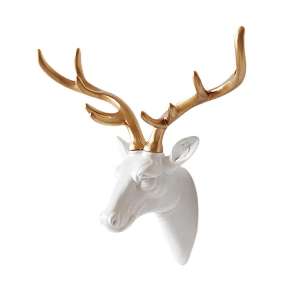 Deer Head Wall Hanging Ornament Office Fireplace Gift Housewarming for Home Decor Collectible Resin Sculpture Hanging Pendant