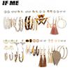IF ME Trendy Silver Color Snake Drop Earrings Set For Women Geometric Long Tassel Dangle Earrings Set of Earrings Jewelry