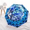 Blue Fantasy: Stained -Inspired ArtworkUmbrella, Portable 3-Fold Compact Umbrella for Men & Women Gift