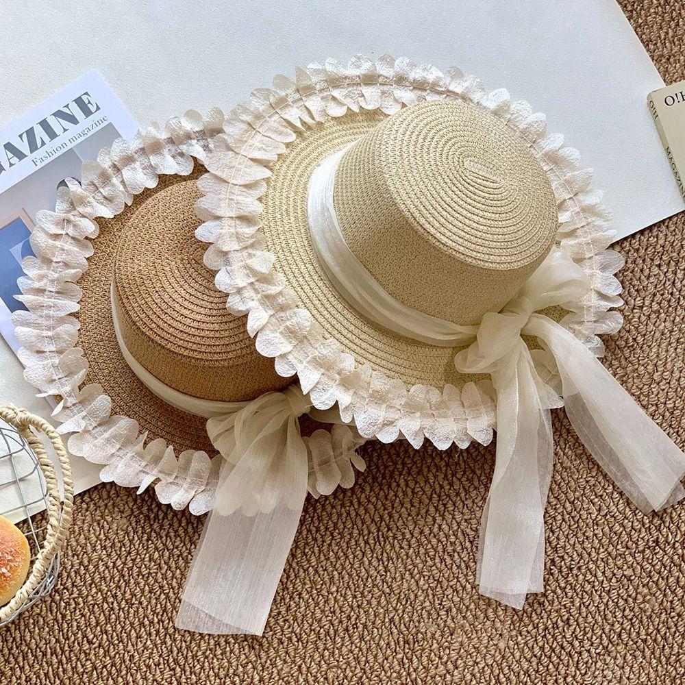 Flower Sun Hat Big Bowknot Sun Protection Hat Lolita Straw Hat Or Women