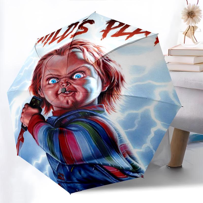Horror Icons Unite Folding umbrella travel 8 paraphenoid bones Sun umbrella Umbrella printing