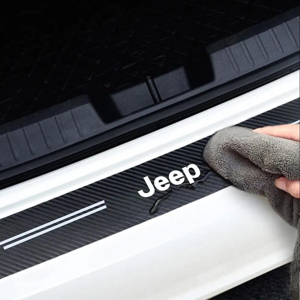 4PCS High Quality Carbon Fiber Car Door Sill Protector Anti-Scratch Sticker for Jeep Renegade Wrangler JK JL Grand Cherokee ALY1