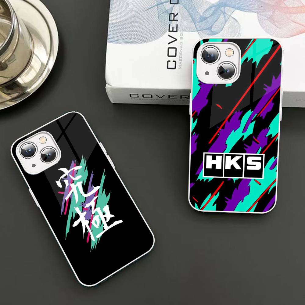 Sports Car H-HKS JDM Logo For IPhone 14 13 12 Mini 11 Pro XS Max X XR 14 Plus Tempered Glass Cover