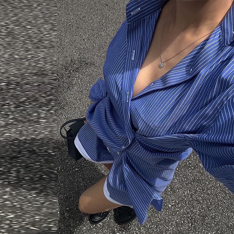 Women's Color Blocked Striped Shirt Wide Leg Shorts Set for Spring and Summer Casual Loose Fit Daily Commuting VersatileFrench Style Lady Sets
