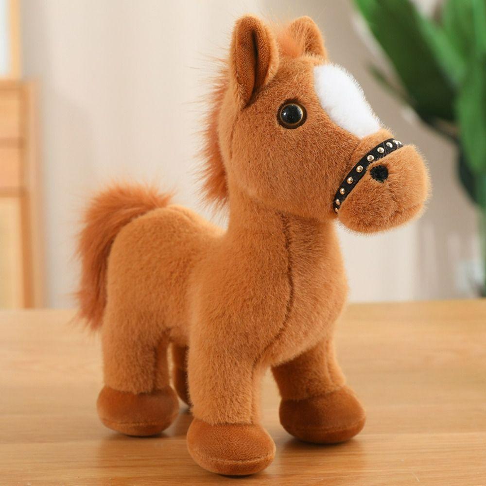 20cm Little Foal Plush Toys Doll Collectibles Fluffy Standing Little Horse  Toy