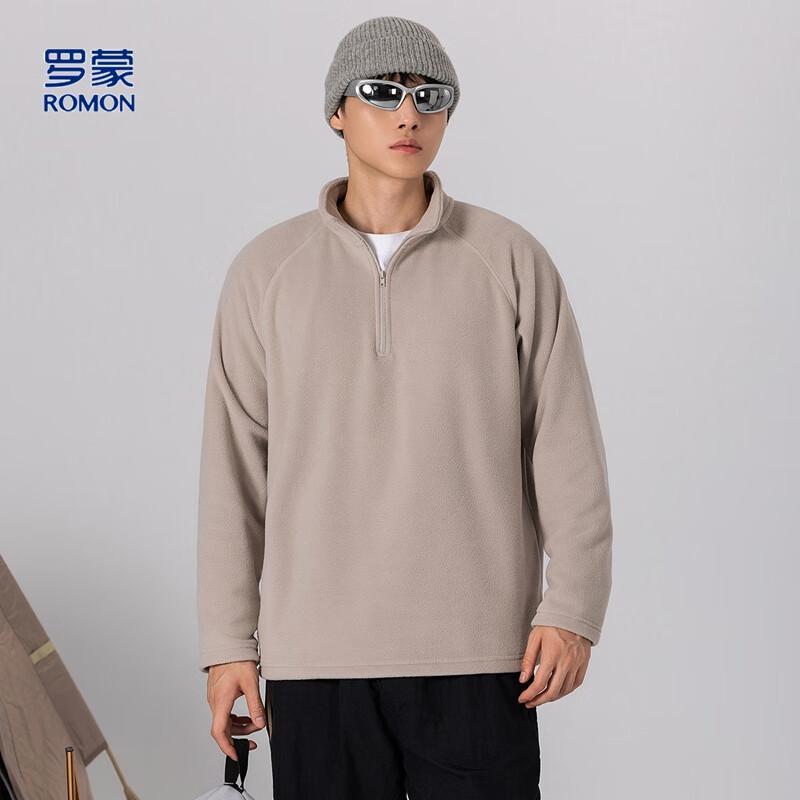 

Romon Men s Double-Sided Fleece Stand Collar Pullover Jacket M