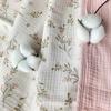 CREVENT Baby Blanket, Gauze Blanket, Double Gauze, Reversible, Small Floral Pattern, Pink, 102 x 102 cm