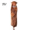 Damen Halloween Kostüm Tier Tragbare Decke Hoodie für Damen, Übergroßer Flanell Pullover Knopfleiste Decke, Cosplay Umhang Nachtwäsche Winter