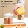 4-In-1 Plastic Transparent Salt Pepper Spice Jar BBQ Seasoning Tools Kitchen Storage Box with Lid Sliding Cover Spice Container