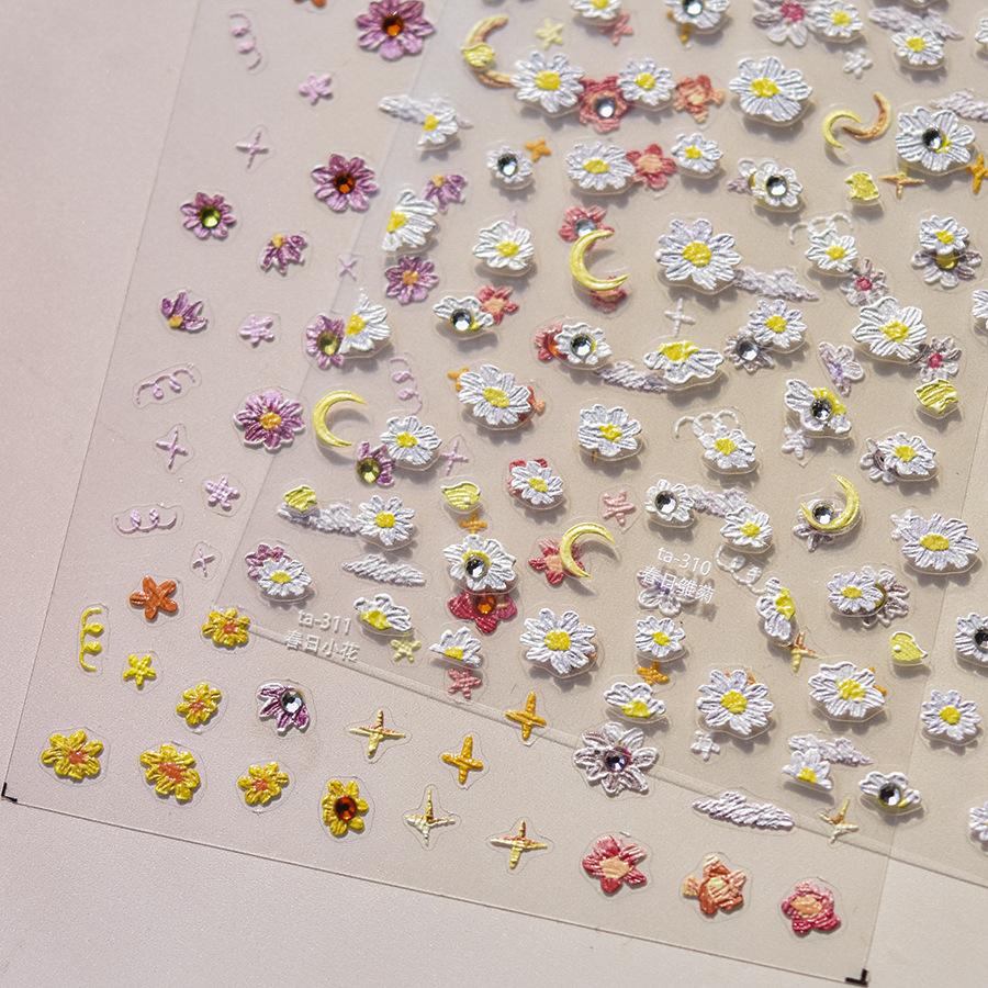 Яркие кристальные весенние день маленькие цветочные наклейки для ногтей своими руками — фото 3