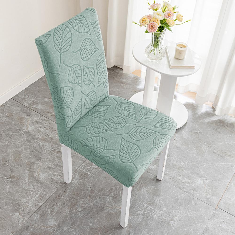 Leaf Jacquard Chair Cover Solid Elastic Dining Chair Cover Home Textile Seat Cover Wear-resistant Fashion