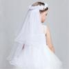Children Lace Flower Crown Headband Veil for Girls Party Photography Accessories