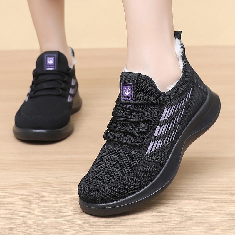 Skor dam nya vinter sammet förtjockade varma dam casual sport bomullsskor moderiktiga mjuk sula bekväma mammas skor