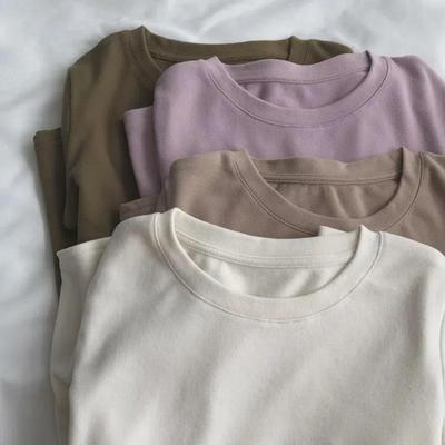 "Women's Double-Sided Velvet Long-Sleeve T-Shirt for Autumn/Winter – Warm, Comfortable, Slim Fit, Brushed All-Match Top"