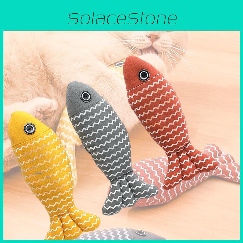 New Cross-border Pet Cat Toy Striped Linen Wave Fish For Self-entertainment