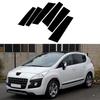 6 Stück passend für Peugeot 3008 T84 2007-2016 Glänzend Schwarze Säulenverkleidungen Fensterzierleisten Türseitenleisten Dekorabdeckung Außen Zubehör