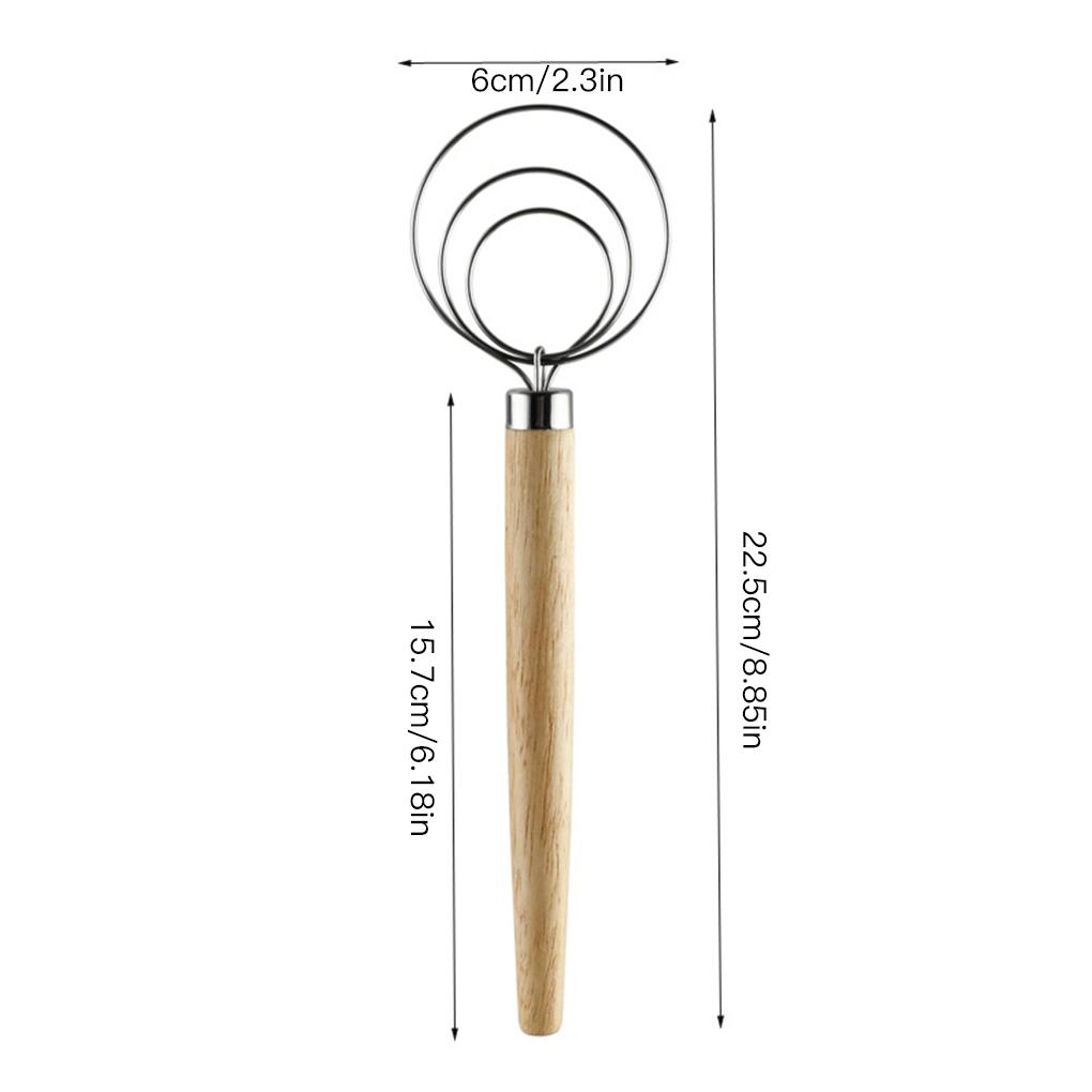 Egg Beater Stainless Whisk Wooden Handle Household Labor-Saving Flour Stirring Tool