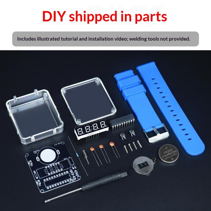 Kit Orologio Elettronico Fai da Te 028 Tubo Digitale LED Creativo Saldatura Microcontrollore Orologio Con Cassa Cinturino in Silicone