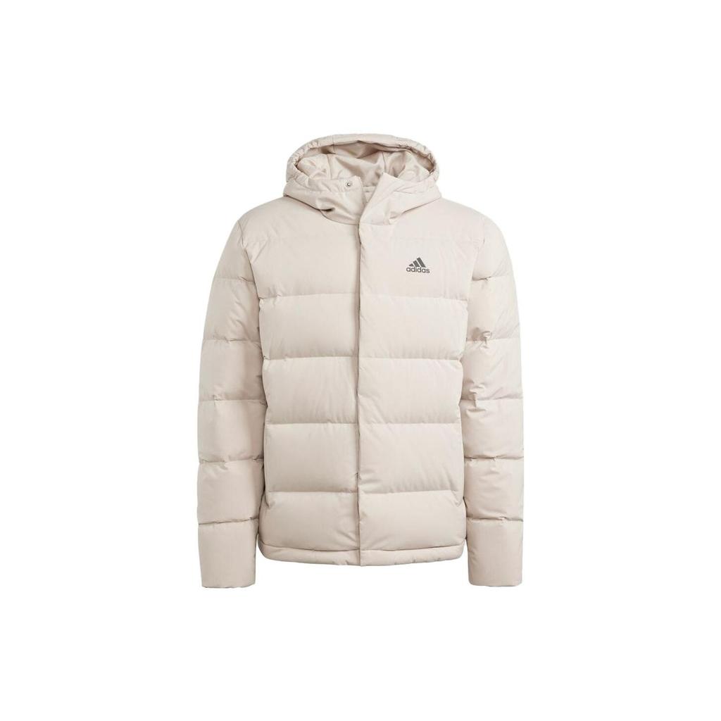 Adidas Solid Color Hooded Long Sleeve Down Jacket With Side Zipper Men Jackets Off-White HY3934