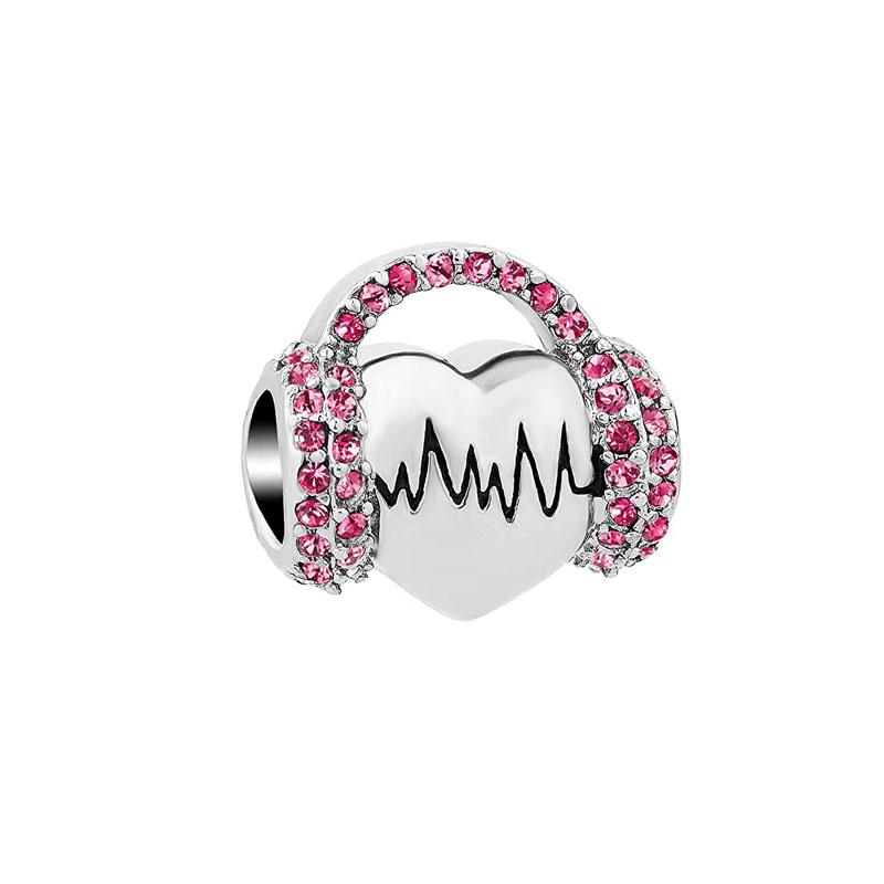 New 925 Silver musical instrument Charm Bead Earphone Guitar Piano Pendant Fit Original Bracelet Man Women DIY Jewelry Gift