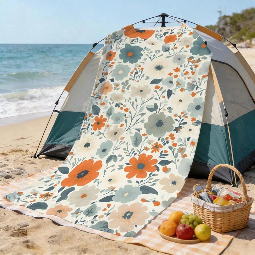 Bohemian Floral Print Quick Dry Lightweight Breathable Comfortable Beach Towel for Summer Pool and Outdoor Activities