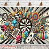 Game Night Tapestry, Retro Game Collage Background Cloth, Man Cave Decor