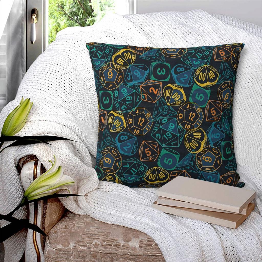 RPG Dice Teal Cluster Square Pillowcase Pillow Cover Polyester Cushion Zip Decorative Comfort Throw Pillow for Home Living Room
