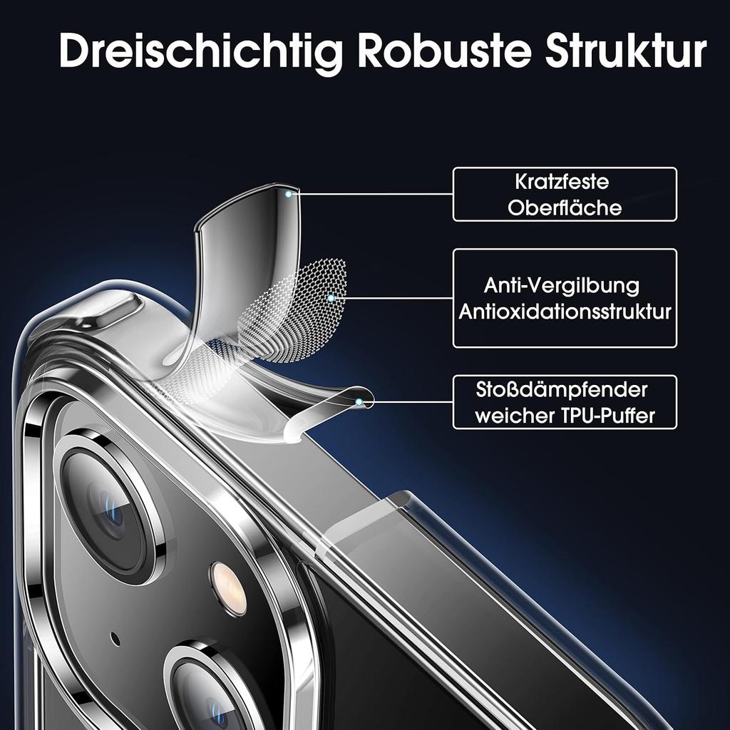 For iPhone 15 Phone Case Compatible with MagSafe TPU+PC Clear Back Cover