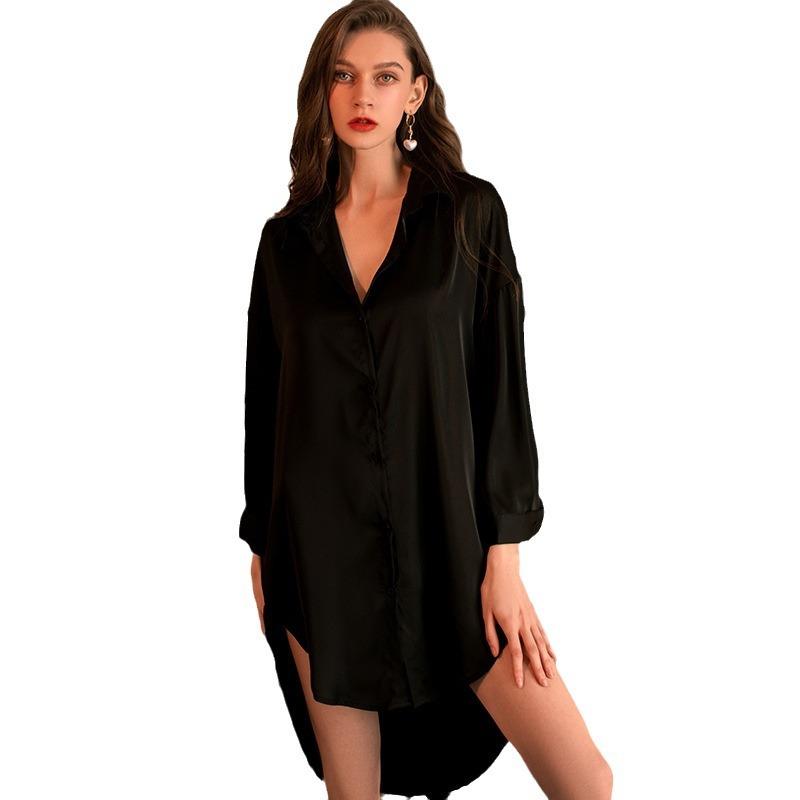 Sex Underwear Milk Silky Boyfriend Style Shirt Sexy Pure Pajamas Women Can Wear Morning Robes Loungewear