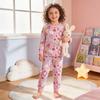 Girl Fall Print Cotton Pajama Set With Long Sleeve Top And Pants For Kids