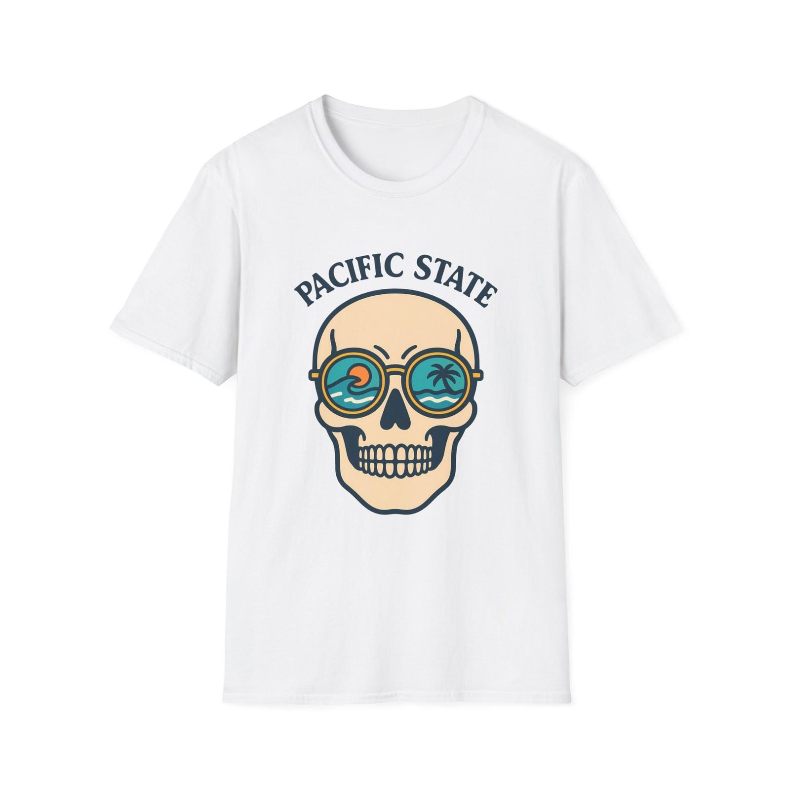 Unisex Softstyle T-Shirt Skull Sunglasses Beach Summer S разноцветный