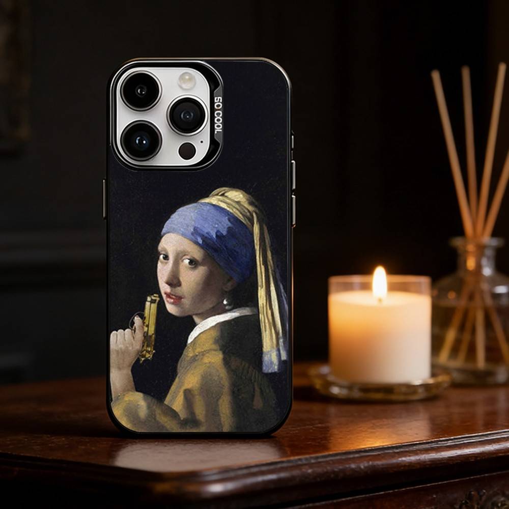 Girl With A Pearl Earring Vermeer Phone Case Color Silver Shell For IPhone 17 16 15 14 13 12 11 Pro Max Plus
