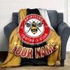 1pc Brentford F.C Blanket with Custom Name, Gift, for Men and Women, Soft Blanket, Good for Sofa Bed Couch Travel, Lightweight Flannel Blanket