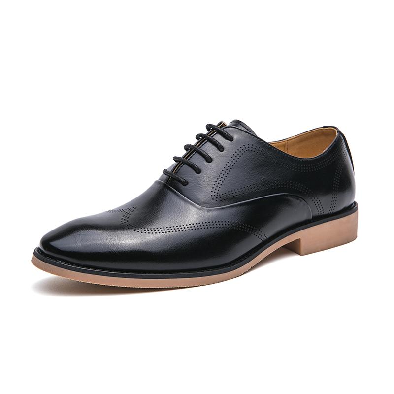 Fashion Designer Brand Men's Business Dress Shoes Simple Fashionable Men's Brogue Shoes European American Style Loafers Lace Up Style