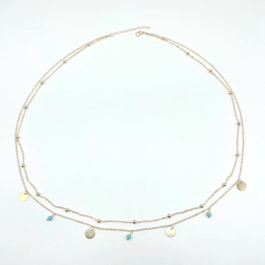 Simple tassel sequined waist chain women's double chain casual pants chain hip hop turquoise body chain waist jewelry