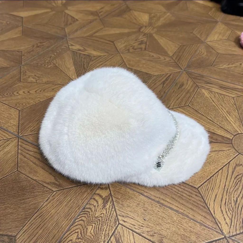 Imitation Mink Hat Women's Winter Foreign Style Big Eaves Duck Tongue Fashion Beret Elastic Cold Hat