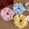 Extra Large Pleated Blue Scrunchie - Korean Style Hair Tie for Women