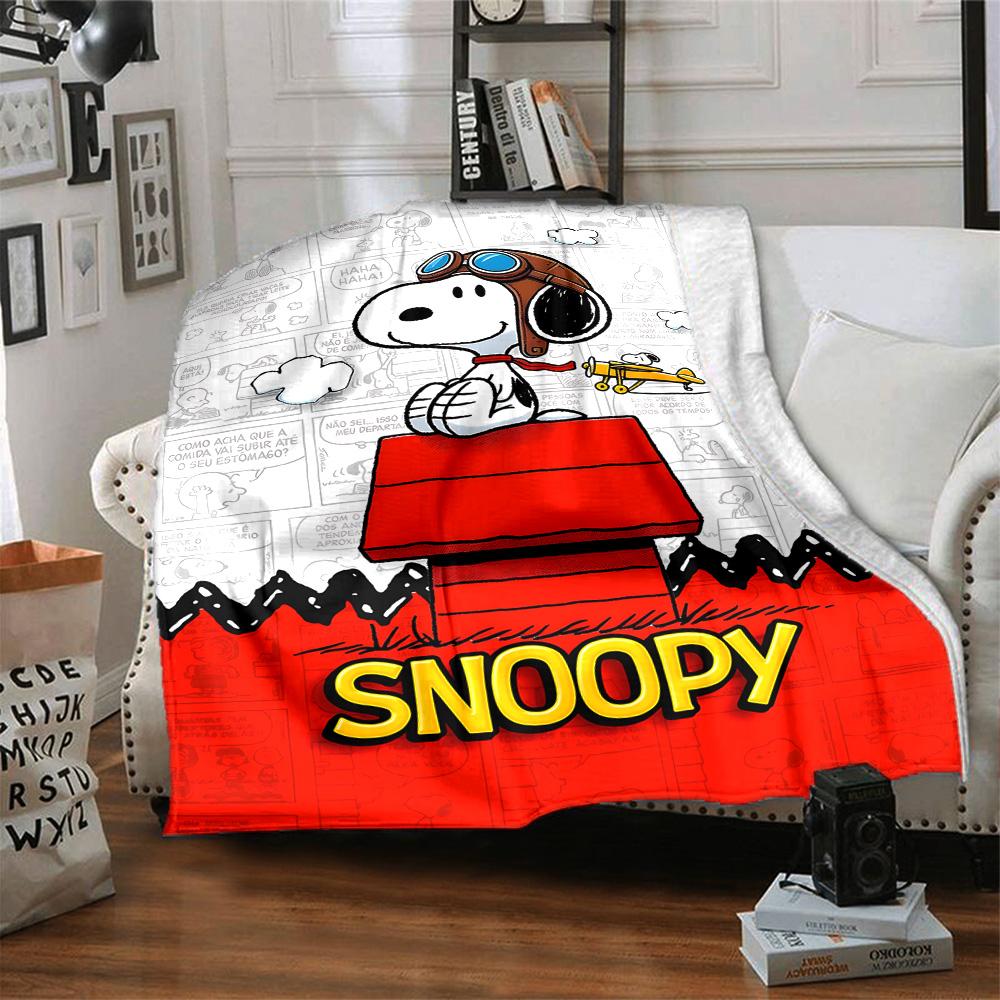 1pc Snoopys Happy Dance Flannel Blanket,Ultra Soft Warm Plush Throw for Home Bedroom Bed Sofa Cover Camping Picnic gift Y72434