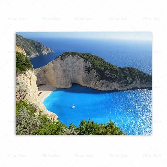 Santorini Griechenland Amorgos Insel Reise Milos Bucht Druck Kunst Leinwand Poster Für Wohnzimmer Dekoration Heim Wandbild