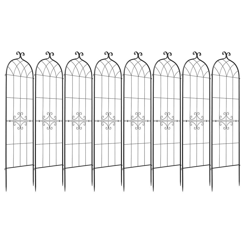 Garden Trellis, 180 x 52.5 cm Rose Trellis, 8Packs Garden Flower Rose Trellises with Powder-Coated Finish & Convenient Locking Design, Plant Support