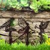Flower Fairy Patio Sculpture Outdoor Garden Metal Iron Lawn Insert Metal Crafts Outdoor Garden Decoration