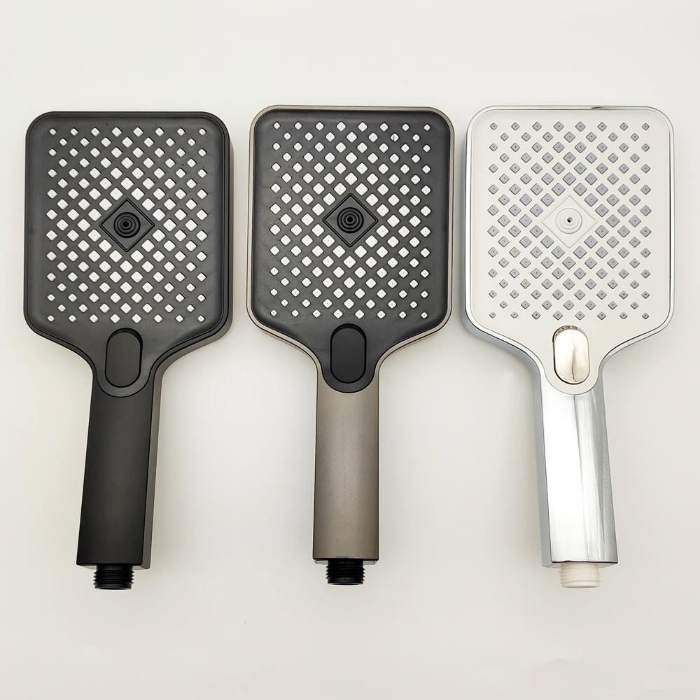 13 CM Stor Panel Högt Flöde Duschhuvud Silver 3 Lägen Högtrycksspraymunstycke Massage Regndusch Badrumstillbehör