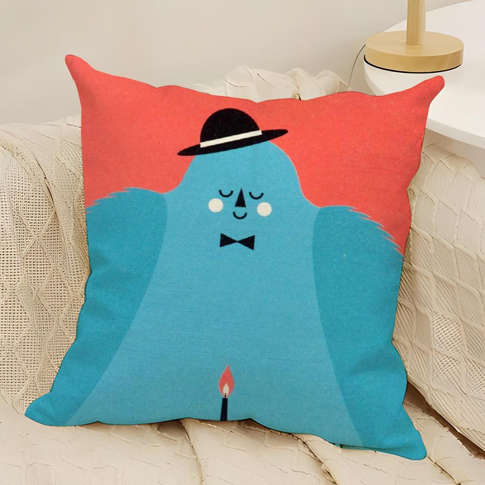 Illustration by D-Dawid R-yski Pillow Case Natural Linen Double-Sided Printing Sofa Home Decor Cushion Cover