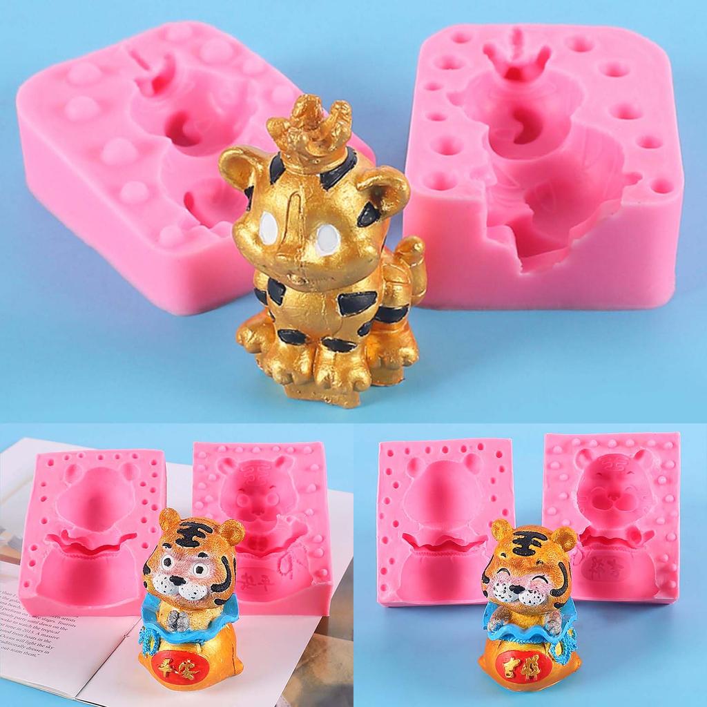 Cute Tiger Shaped Cupcake Silicone Mould Biscuit Fondant Molds Cake Decoration Making Sugar Craft Soap Moulds for Baking
