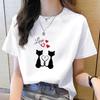 Women's 90s Trend Casual Cat Print Short Sleeve T-Shirt